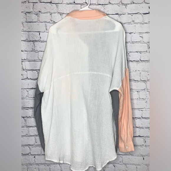 Dokotoo XL Women’s Color Block Button Down Long Sleeve Oversized Boyfriend Shirt - Picture 5 of 6